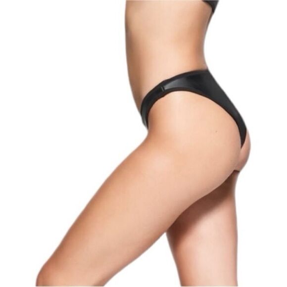 SKIMS NWT Rubberized Scuba Swim Tanga Bikini Bottom in Onyx Size Large - Picture 3 of 7